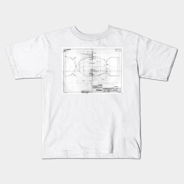 Fat Man atomic bomb blueprint (C021/2942) Kids T-Shirt by SciencePhoto